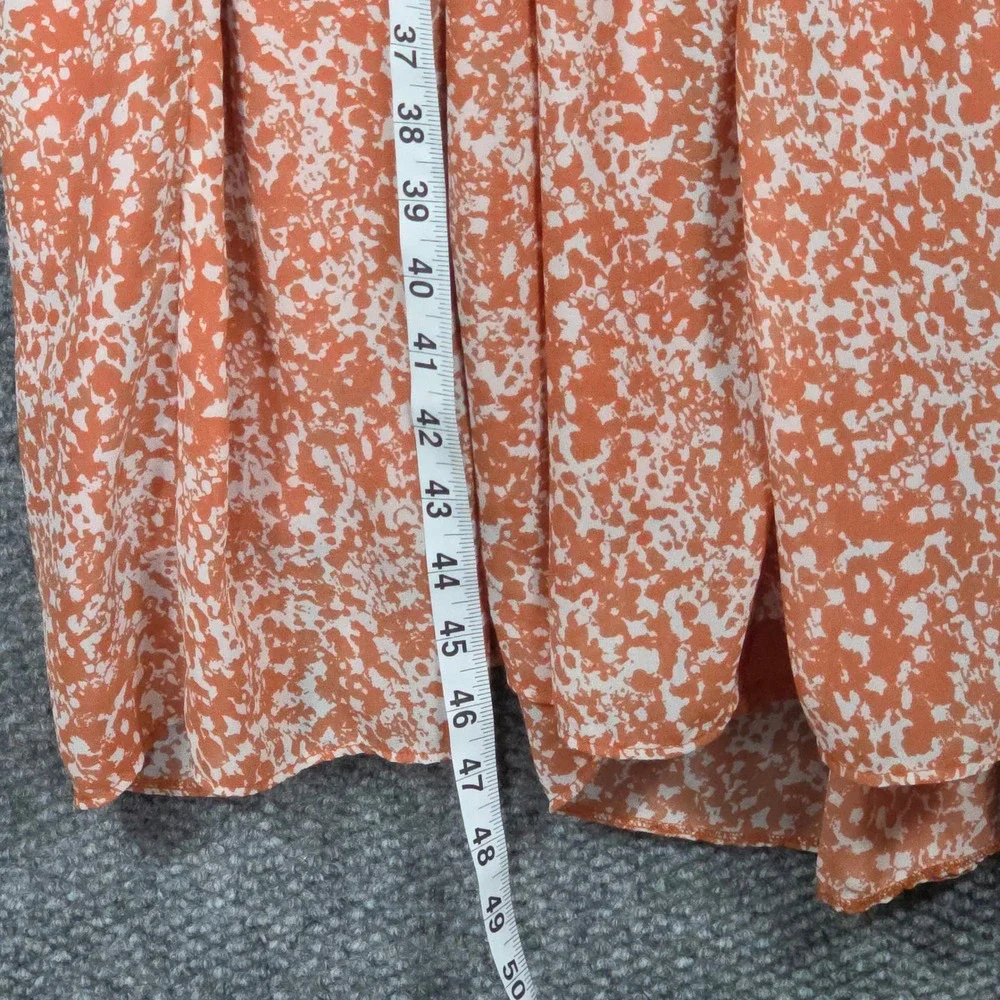 Abercrombie & Fitch Womens Small Maxi Dress Orange White Abstract Ruched Slit
